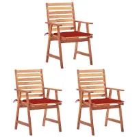vidaXL Chaises de jardin 3 pièces avec coussins en bois massif d'acacia