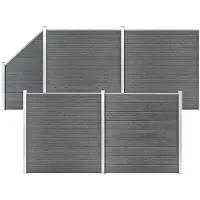 vidaXL Kit de clôture WPC 4 carrés + 1 pente 792x186 cm Gris