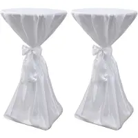vidaXL Housse de table blanche avec ruban 70 cm 2 pièces