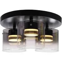 Highlight Plafonnier 3 lumières Salerno noir avec verre fumé