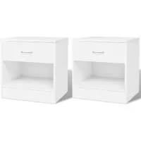 vidaXL Table de chevet 2 pcs avec tiroir Blanc