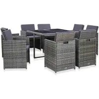 vidaXL Salon de jardin 9 pièces avec coussins Poly Rattan Anthracite