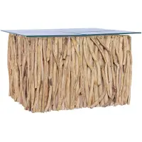 vidaXL Table basse avec plateau en verre 66x66x40 cm bois massif teck