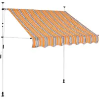 vidaXL Store rétractable manuel 150 cm jaune/bleu rayé