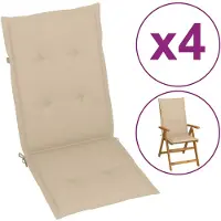 vidaXL Coussins de chaise de jardin pour hauts dossiers 4pcs. Beige 120x50x3cm Tissu