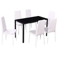 vidaXL Ensemble de salle à manger 7 pièces noir et blanc