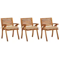 vidaXL Chaises de jardin avec coussins 3 pcs. Bois massif acacia