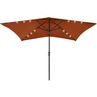 vidaXL Parasol avec LED et mât en acier rouge terracotta 2x3 m