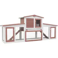 vidaXL Grand clapier à lapins brun et blanc 201x45x85 cm bois