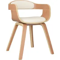 vidaXL Chaise de salle à manger Crème Bois courbé et similicuir