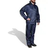 vidaXL Vêtements de pluie bleus pour hommes 2 pièces avec capuche taille XL