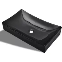 vidaXL lavabo en céramique rectangulaire noir