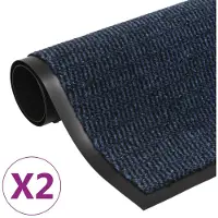 vidaXL Paillassons rectangulaires 2 pcs 60 x 90 cm Bleu