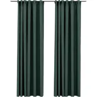 vidaXL Rideaux occultants aspect lin avec crochets 2pcs Vert 140x225cm