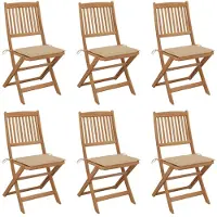 vidaXL Chaises de jardin pliantes 6 pièces avec coussins en bois massif d'acacia