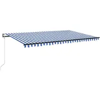 vidaXL Store automatique avec LED & capteur de vent 500x350 bleu et blanc