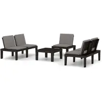 vidaXL Ensemble salon de jardin 4 pièces avec coussins plastique gris