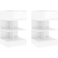vidaXL Tables de chevet 2 pcs Blanc brillant 40x35x65 cm