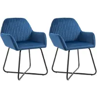 vidaXL Chaise de salle à manger 2 pcs. Bleu velours