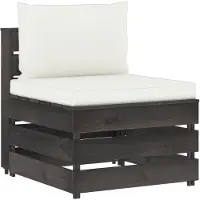 vidaXL Canapé central modulaire avec coussins Gris Bois imprégné