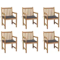 vidaXL Chaises de jardin 6 pcs avec coussins anthracite bois massif teck