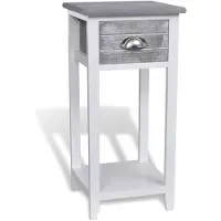 vidaXL Table de chevet avec 1 tiroir Gris et blanc