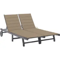 vidaXL Bain de soleil 2 personnes avec support Gris acacia massif