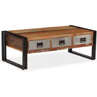 vidaXL Table basse avec 3 tiroirs en vieux bois massif 100x50x35 cm