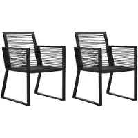 vidaXL Chaises de jardin 2 pcs. noir PVC rotin
