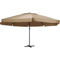 vidaXL Parasol avec mât en aluminium 600 cm Taupe