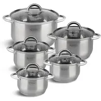 Edenberg Set de casseroles – acier inoxydable – 10 pièces – avec fond à 5 couches