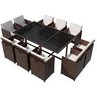 vidaXL Salon de jardin 31 pièces brun poly rotin