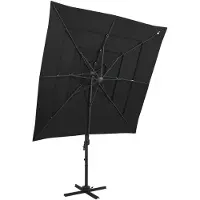 vidaXL Parasol avec mât en aluminium 4 plis noir 250x250 cm