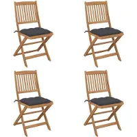 vidaXL Chaises de jardin pliantes 4 pièces avec coussins en bois massif d'acacia