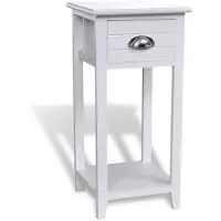 vidaXL Table de chevet avec 1 tiroir Blanc