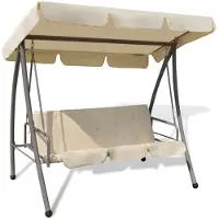 vidaXL Balançoire hollywoodienne avec toit solaire blanc sable