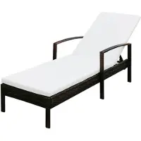 vidaXL Chaise longue avec support Poly rotin brun
