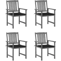 vidaXL Chaises de jardin avec coussins 4 pcs. Gris Bois massif Acacia