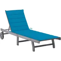 vidaXL Chaise longue avec support Gris acacia bois massif