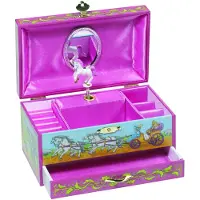 Goki 60064 Musikspieldose Pferd mit Schublade, mehrfarbig (1 Stück)