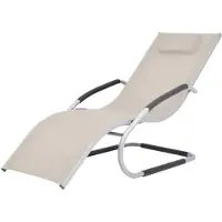 vidaXL Chaise longue avec coussins, en aluminium et textilène, couleur crème