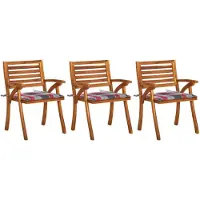 vidaXL Chaises de jardin avec coussins 3 pcs. Bois massif acacia