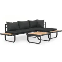 vidaXL Ensemble de canapé d'angle de jardin 2 pièces avec coussins Aluminium WPC