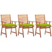 vidaXL Chaises de jardin 3 pièces avec coussins en bois massif d'acacia