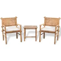 vidaXL Ensemble Bistro avec table d'appoint et coussin d'assise en bambou