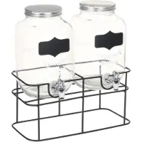vidaXL 2 pcs Distributeurs de boissons avec support 2 x 4 L Verre