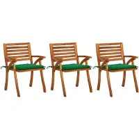 vidaXL Chaises de jardin avec coussins 3 pcs. Bois massif acacia