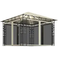 vidaXL Pavillon avec moustiquaire & guirlande lumineuse LED 3x3x2,73m Blanc crème