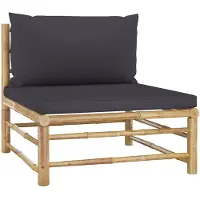 vidaXL Canapé de jardin central avec coussins gris foncé en bambou