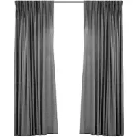 Larson - Rideau occultant tissé de luxe - Anneaux - Gris foncé - 300 x 250 cm - occultant & prêt-à-porter